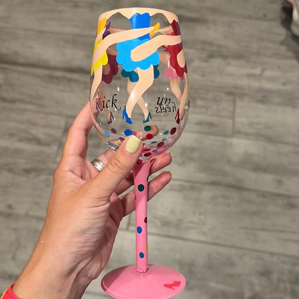Top Shelf Kick Up Your Heels Hand Painted Wine Glass
